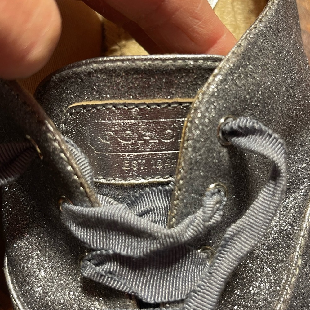 Coach | Ramira Espadrilles Gunmetal Glitter Lace-ups - Picture 5 of 10